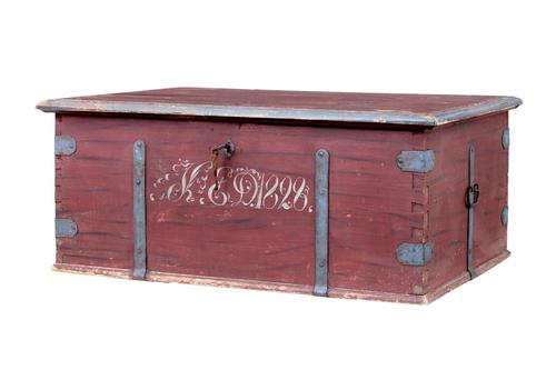 Early 19th Century Painted Pine Blanket Box (1 of 7) Early 19th Century Painted Pine Blanket Box (1 of 7)
