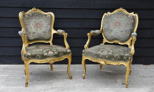 Beautiful Matched Pair of Fine Quality French Gilt Armchairs c.1900 (1 of 16) Beautiful Matched Pair of Fine Quality French Gilt Armchairs c.1900 (1 of 16)