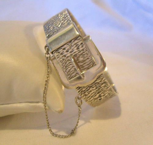 Vintage Sterling Silver Bangle 1978 Large Buckle Bracelet 7" Length 28.5 Grams (1 of 11)