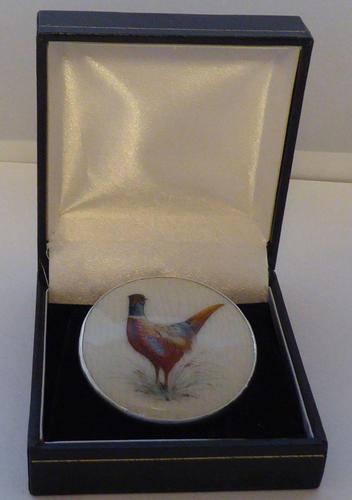 Rare 1913 Ceramic China Silver Brooch Jewellery Lapel Pin Pheasant Hand Painted (1 of 9)