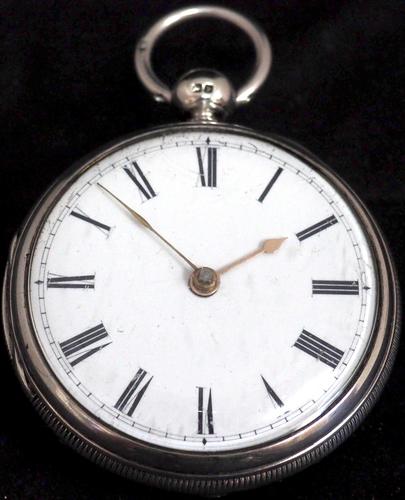 Antique Silver Pair Case Pocket Watch Fusee Lever Escapement Key Wind Enamel Dial Nice (1 of 6)