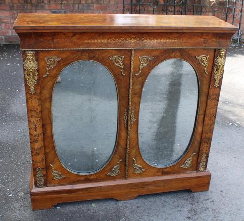 1850's Burr Walnut Pier 2 Door Cabinet with Key (1 of 6)