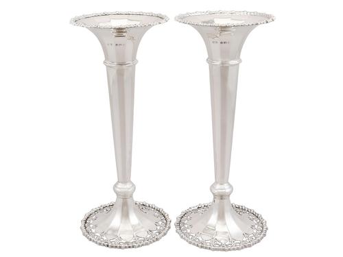 Sterling Silver Flower Vases - Antique George V 1913 (1 of 9) Sterling Silver Flower Vases - Antique George V 1913 (1 of 9)