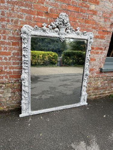 Exceptional Large Antique English 19th Century Carved Wood & Painted Overmantle Mirror (1 of 9)
