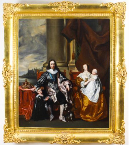 King Charles I & Henrietta After Anthony Van Dyck Royal Family Oil Portrait (1 of 6)