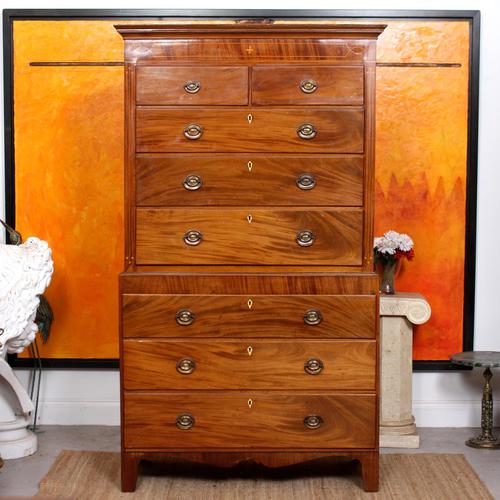 Chest on Chest of Drawers 19th Century Inlaid Mahogany (1 of 11)