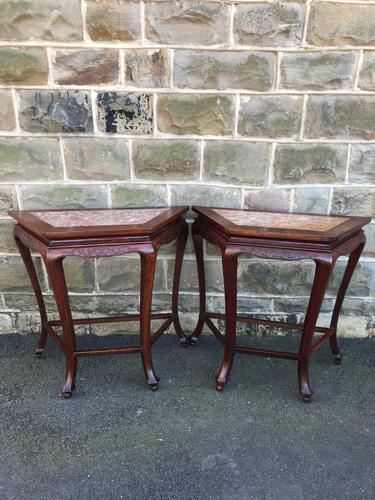 Pair of Oriental Chinese Marble Top Console Tables (1 of 12)