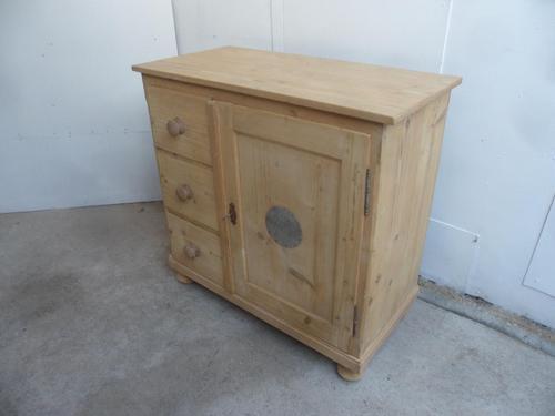 Quality 3 Drawer 1 Door Antique Pine Kitchen / Storage Cupboard to wax / paint (1 of 10)