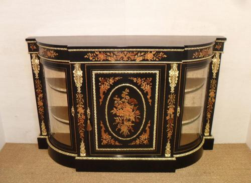 Victorian Ebonised & Marquetry Display Cabinet (1 of 7) Victorian Ebonised & Marquetry Display Cabinet (1 of 7)