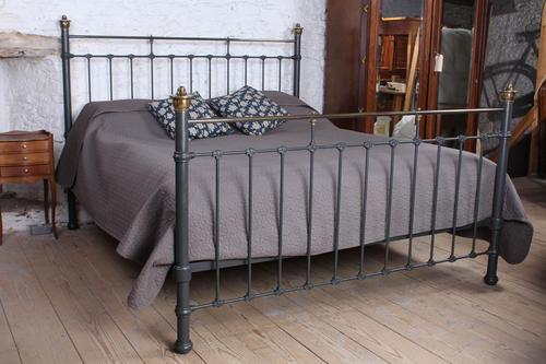 Handsome 6ft Edwardian Brass & Iron Super King Size Bed (1 of 7)