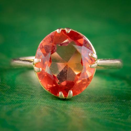 Antique Victorian 4.5ct Mexican Fire Opal Ring 9ct Gold Circa 1900 (1 of 6)