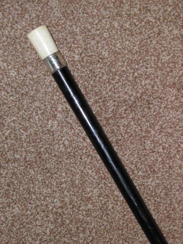 Antique Hallmarked 1914 Silver Pommel Topped Ebony Walking Stick / Cane - 92cm (1 of 13)