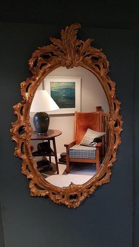 Antique Oval Timber Gilt Wall Mirror (1 of 6)