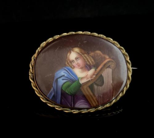 Antique Porcelain Portrait Brooch, 19th Century (1 of 8)