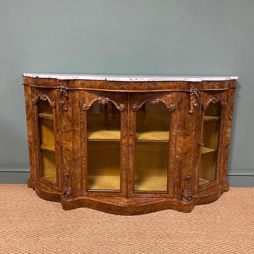 Spectacular Burr Walnut Serpentine Antique Credenza (1 of 7)