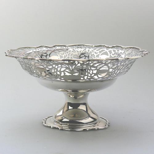 Very Fine Solid Silver Pedestal Pierced Bowl / Basket - Chester c.1937 (1 of 7)