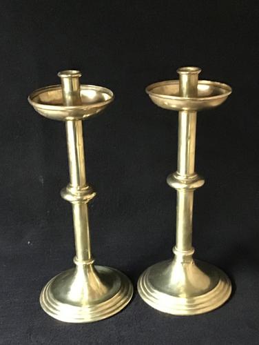 Pair of Tall Gothic Revival Ecclesiastical Brass Candlesticks (1 of 1) Pair of Tall Gothic Revival Ecclesiastical Brass Candlesticks (1 of 1)