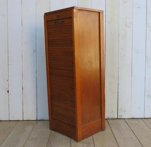 French Industrial Oak Tambour Front Filing Cabinet (1 of 8)