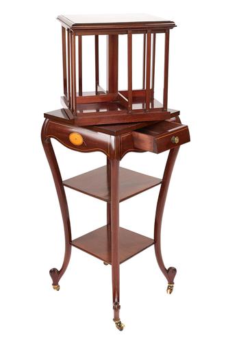 Edwardian Inlaid Mahogany Revolving Bookcase on Stand (1 of 7) Edwardian Inlaid Mahogany Revolving Bookcase on Stand (1 of 7)