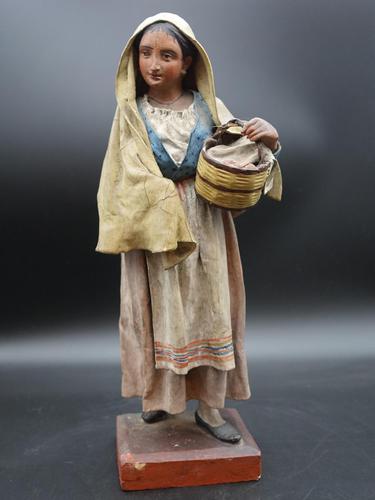 Attractive Mid 19th Century Papier-mâché Figure of Bread Seller (1 of 5)