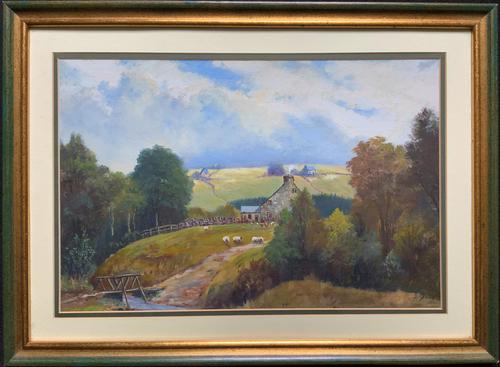 'Sheep In The Yorkshire Dales' - Original 1943 Vintage Landscape Oil Painting (1 of 12)