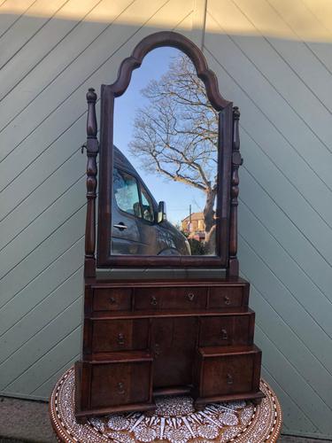 Antique Queen Anne Style Walnut Dressing Table Mirror (1 of 9)