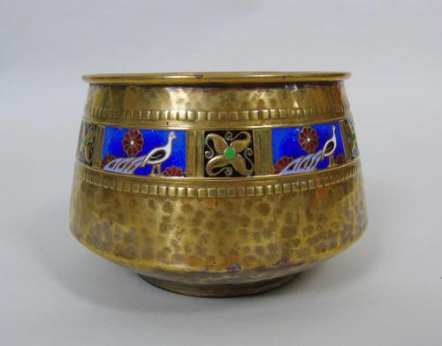 WMF Art Nouveau Planished Brass & Enamel Planter Jardiniere Albert Meyer (1 of 8)