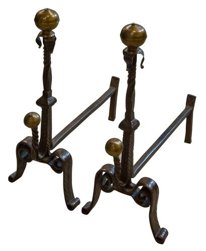 Pair of Wrought Iron Fire Dogs. (1 of 5) Pair of Wrought Iron Fire Dogs. (1 of 5)