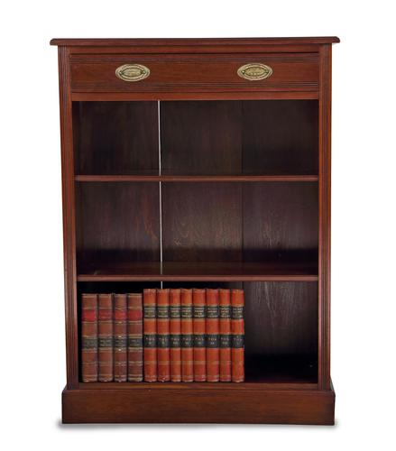 Slim Victorian Walnut Open Bookcase with Drawer (1 of 5) Slim Victorian Walnut Open Bookcase with Drawer (1 of 5)