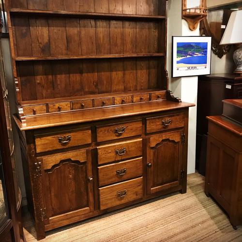 Oak open rack dresser with cupboard and draw base (1 of 14)