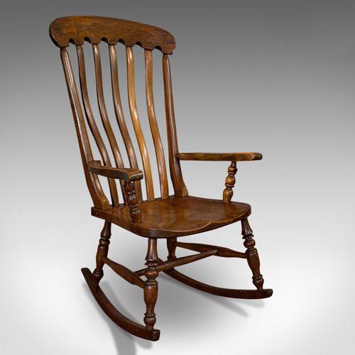 Antique Farmhouse Rocking Chair, English, Elm, Beech, Seat, Victorian c.1900 (1 of 12)