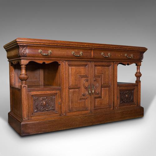 Large Antique Dresser Base, Scottish, Oak, Buffet, Server, Late Victorian, 1880 (1 of 12)