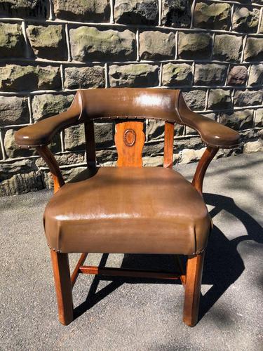 Antique Walnut & Leather Desk Chair (1 of 8)