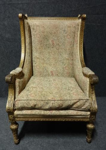 French Gilt Winged Armchair c.1880 (1 of 1)