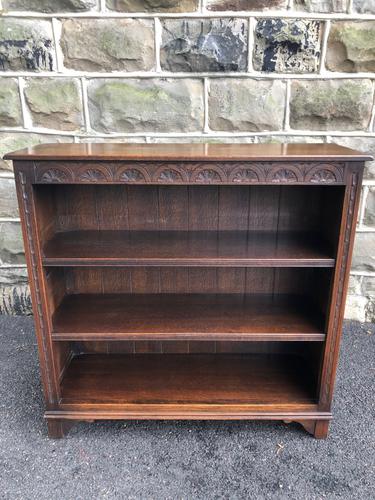 Antique Carved Oak Open Bookcase (1 of 1)