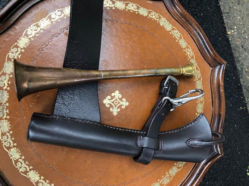 Copper Hunting Horn in Leather Case (1 of 5)