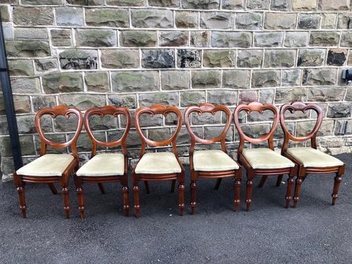 Antique Set of 6 Mahogany Balloon Back Dining Chairs (1 of 11)