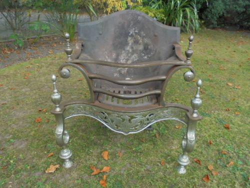 Antique Steel & Cast Iron Fire Basket Dog Grate c.1880 (1 of 1)