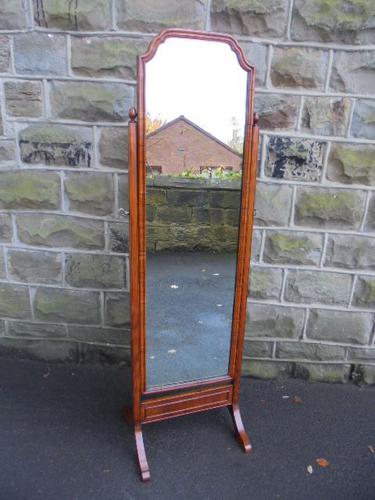 Walnut Framed Cheval Mirror / Dressing Mirror c.1920 (1 of 1)