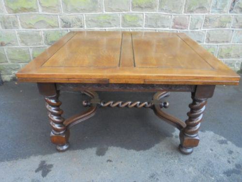 Large 8ft Antique Barley Twist Oak Extending Dining Table / Kitchen Table (1 of 1)