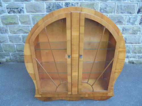 Art Deco Walnut Display Cabinet (1 of 1)