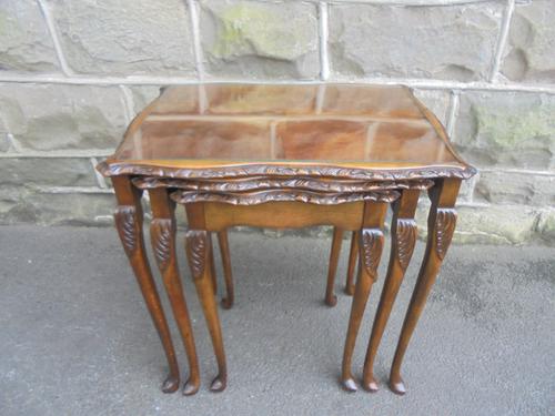 Mahogany Nest 3 Glass Top Coffee Tables c.1920 (1 of 1)