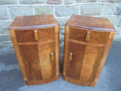 Pair of Art Deco Figured Walnut Bedside Cabinets (1 of 1)