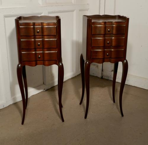 Pair of French Dark Walnut Bedside Cabinets with Drawers (1 of 5) Pair of French Dark Walnut Bedside Cabinets with Drawers (1 of 5)