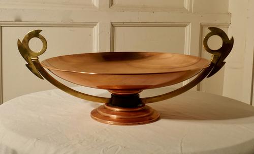 Arts and Crafts Copper Tazza Fruit Dish with Brass Handles (1 of 6)