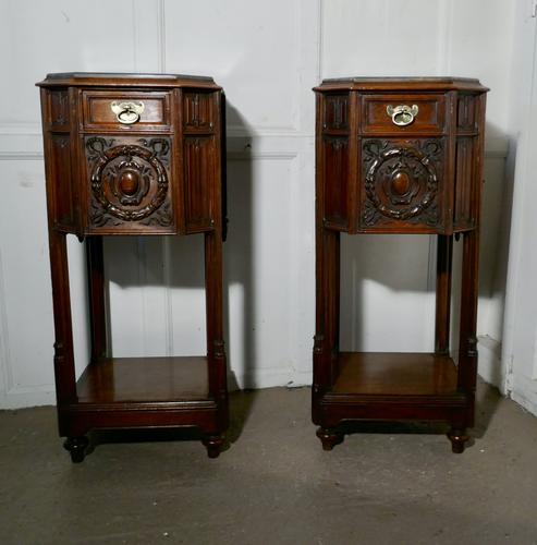 Pair of French 19th Century Gothic Oak Bedside Cupboards (1 of 10) Pair of French 19th Century Gothic Oak Bedside Cupboards (1 of 10)