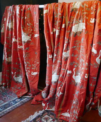 A Very Large Pair of Lined Greeff Vintage Curtains “Aviary From the Emperors” Fabric (1 of 9) A Very Large Pair of Lined Greeff Vintage Curtains “Aviary From the Emperors” Fabric (1 of 9)