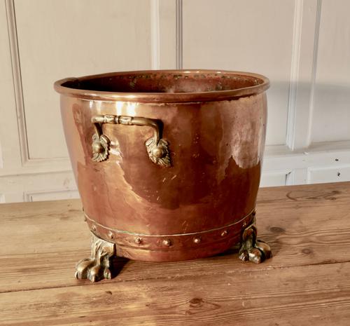 19th Century Copper Log Bin Cauldron (1 of 7)