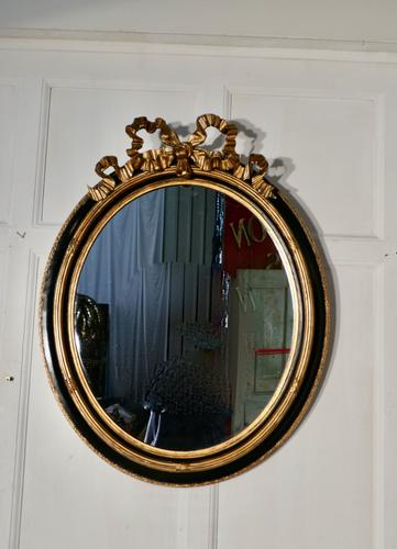 Large French Ebonised & Gilt Oval Wall Mirror (1 of 7) Large French Ebonised & Gilt Oval Wall Mirror (1 of 7)