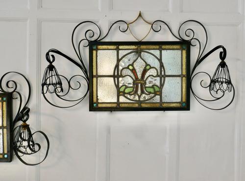 Pair of Arts and Crafts Gothic Stained Glass Mirror Lights (1 of 10) Pair of Arts and Crafts Gothic Stained Glass Mirror Lights (1 of 10)